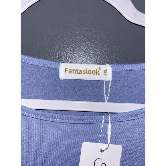 New W/T Fantaslook Blouse Women’s XXL Solid Short Sleeve Lightweight Stretch - Picture 3 of 4